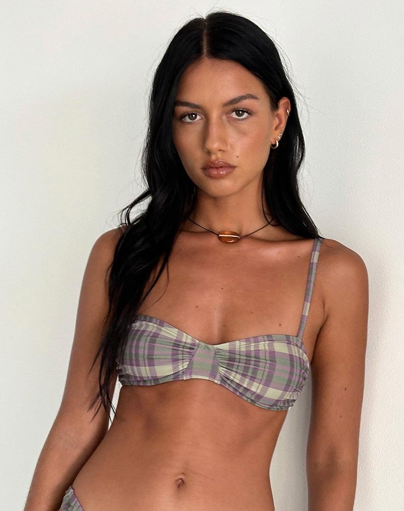 Pali Bikini Top in Purple Tartan - XL