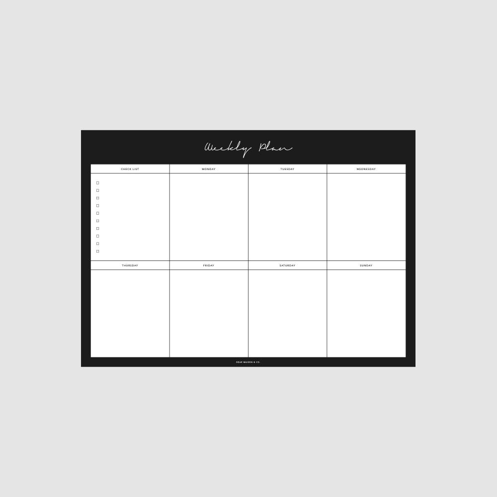 Weekly Planner Notepad - Black 위클리 플래너 데스크 노트패드 블랙 주간 스케쥴 관리