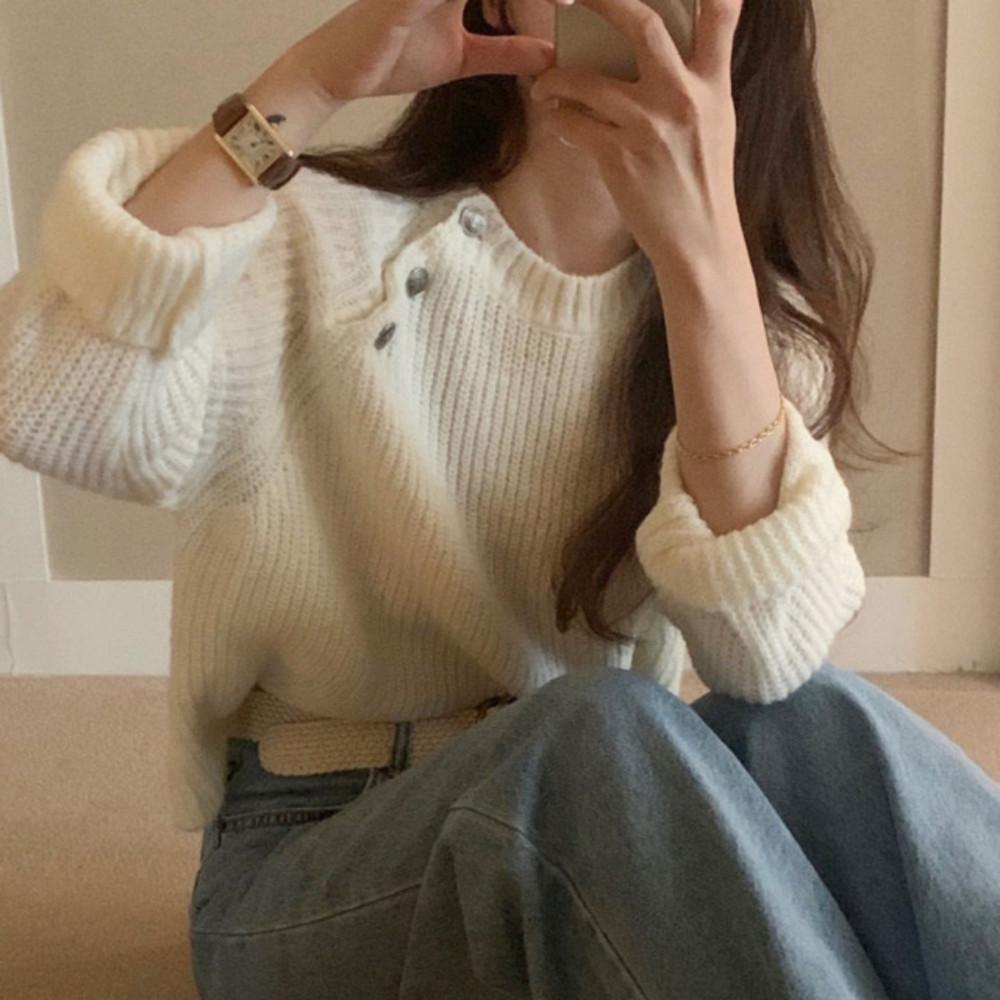 OBJET 카시아 쓰리버튼 레글런 니트 (3color)