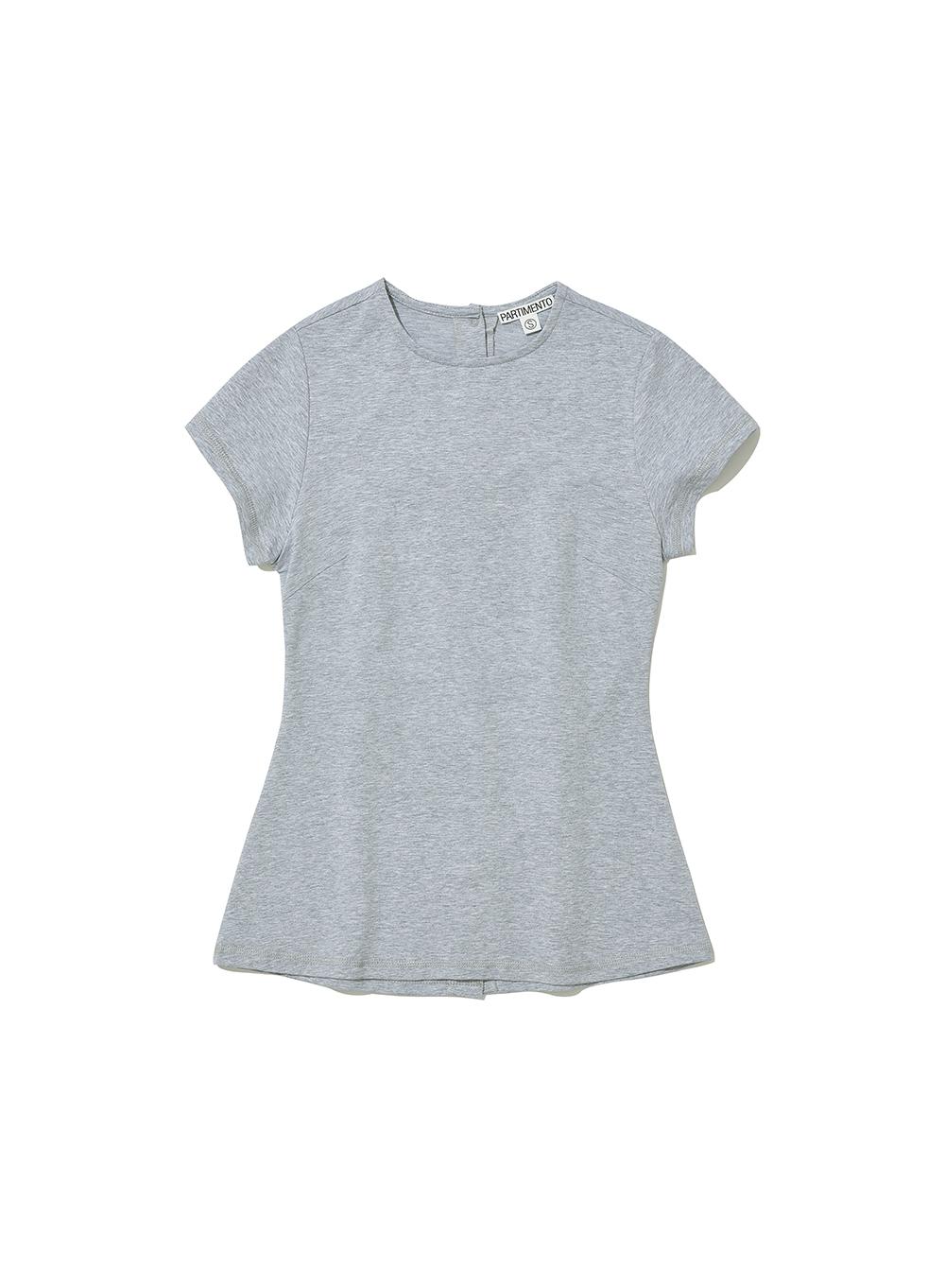 [WOMEN] MINIMAL BACK BUTTON-UP MEDIUM LENGTH TOP_MELANGE