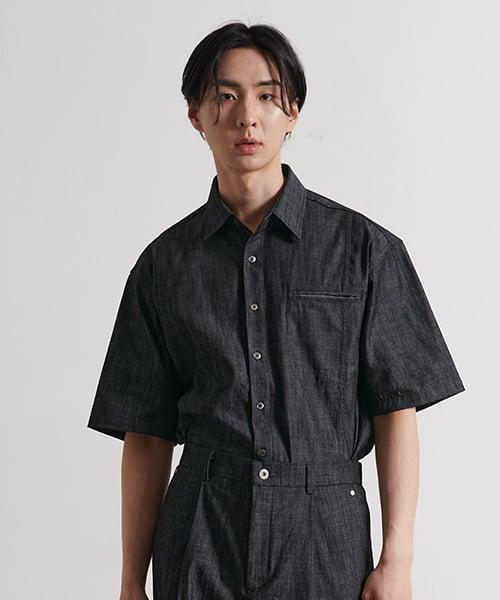 라인 포켓 셔츠 블랙