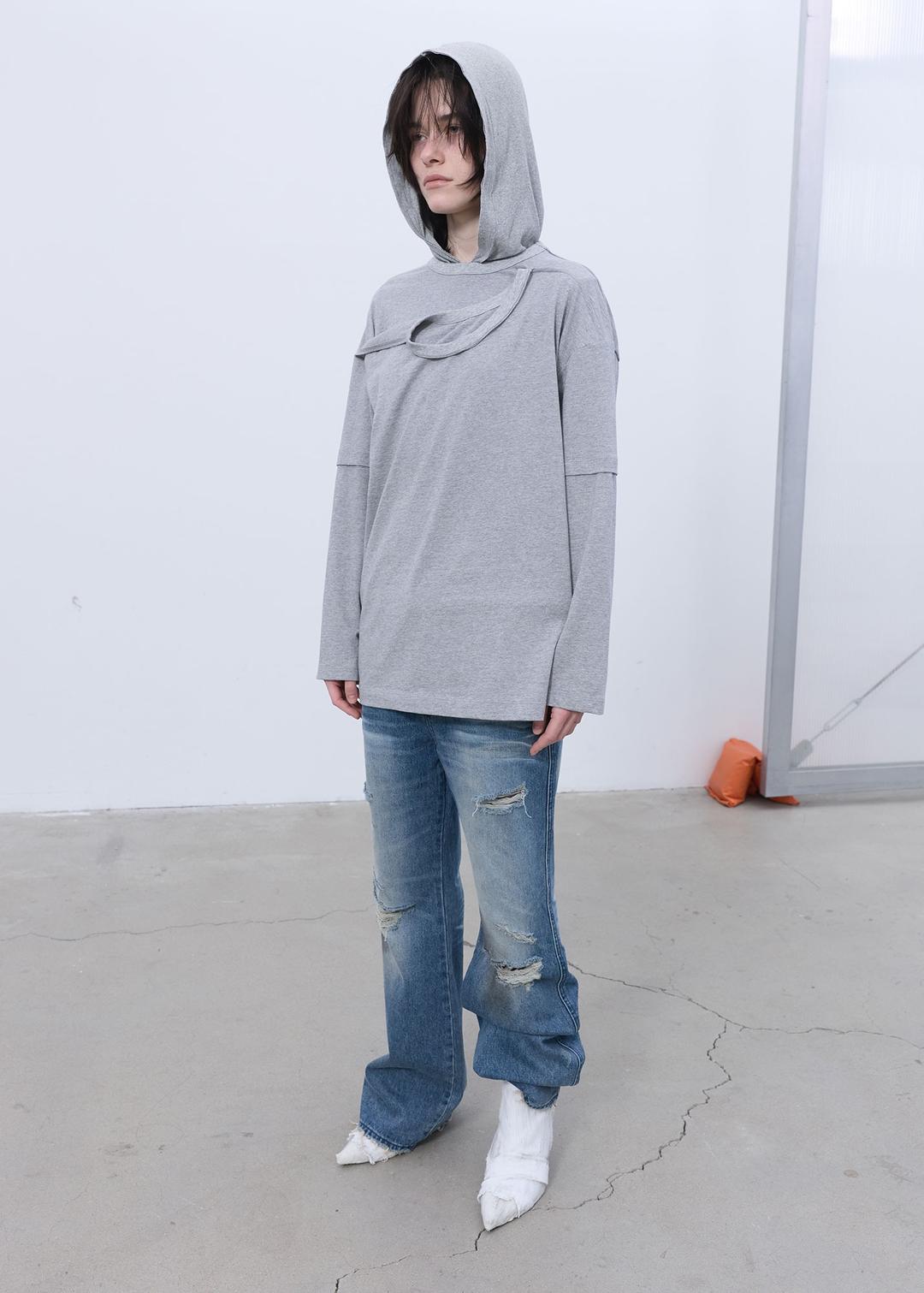 HALTERNECK-DETAILED TOP (MELANGE GREY)