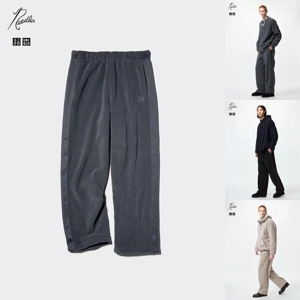 유니클로 x 니들스 Needles 남녀공용 플리스 와이드 팬츠 데일리 와이드핏 바지 483979