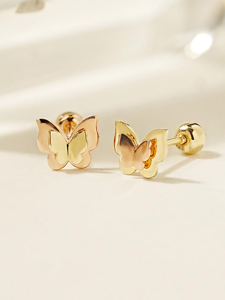 14K 더블 폴드 나비 피어싱 귀걸이