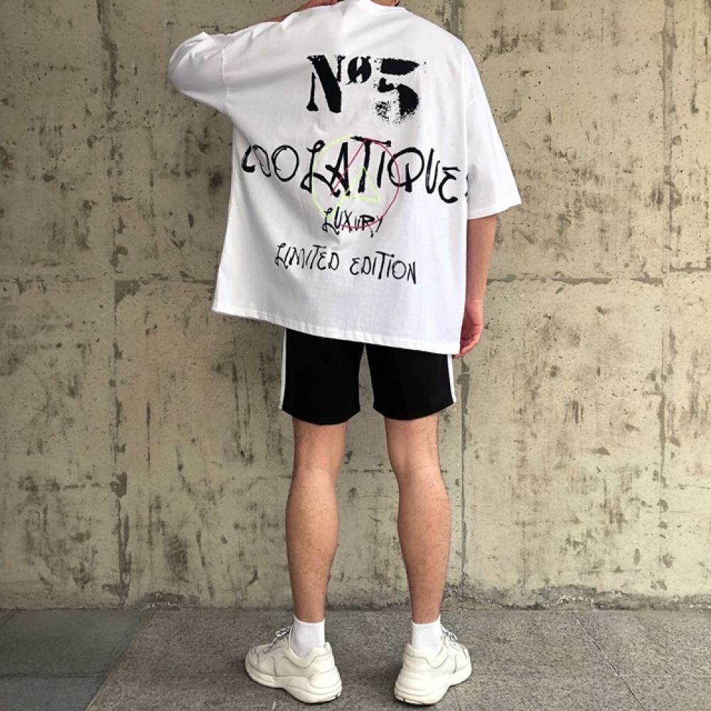 N5 스트릿 프린팅 반팔 여름 오버핏 루즈핏 빅사이즈 티셔츠