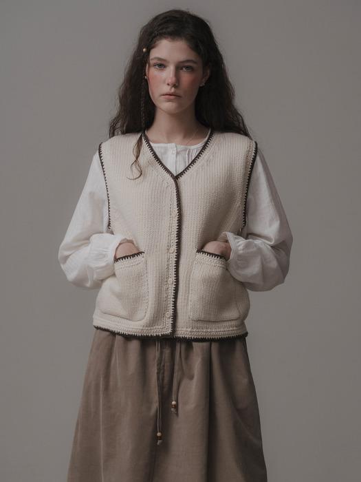 Whole-grain knit vest (ivory)