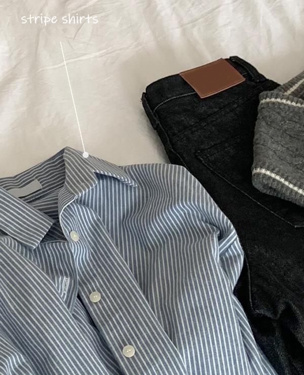 폴머 스트라이프 shirts (크림베이지/파운드블루/차콜)