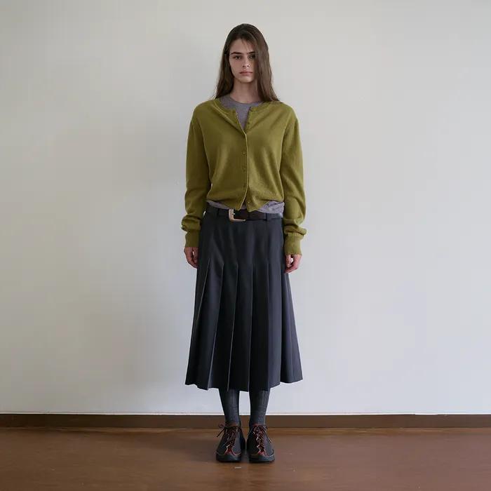 [3rd Pre-order] Clair Pleated Long Skirt_Charcoal