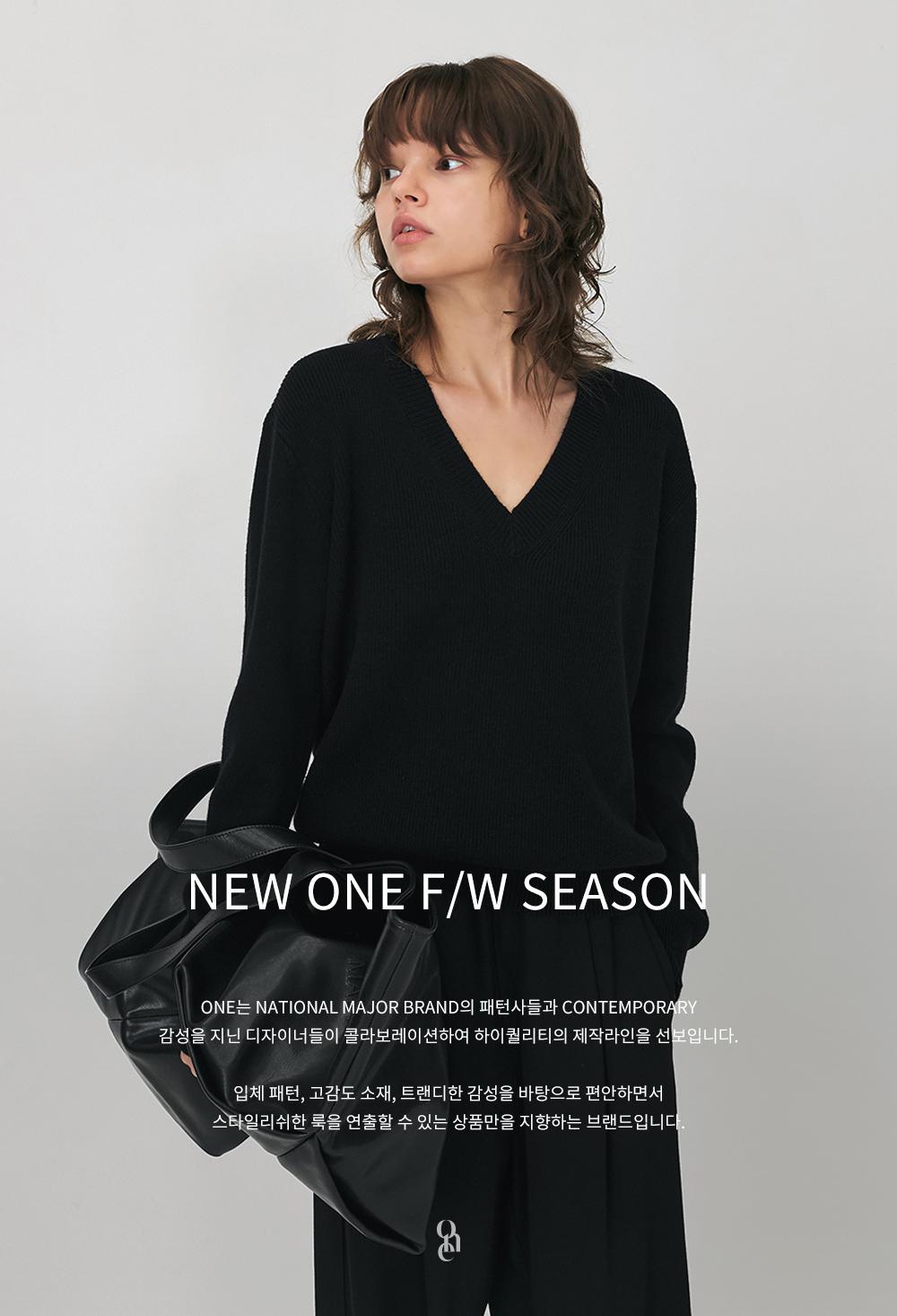 ONE * 딥브이울캐시니트_블랙