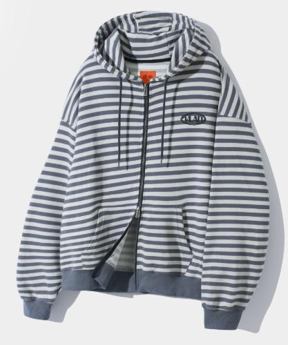 VLAD STRIPE LOGO HOODED ZIP-UP_GRAY