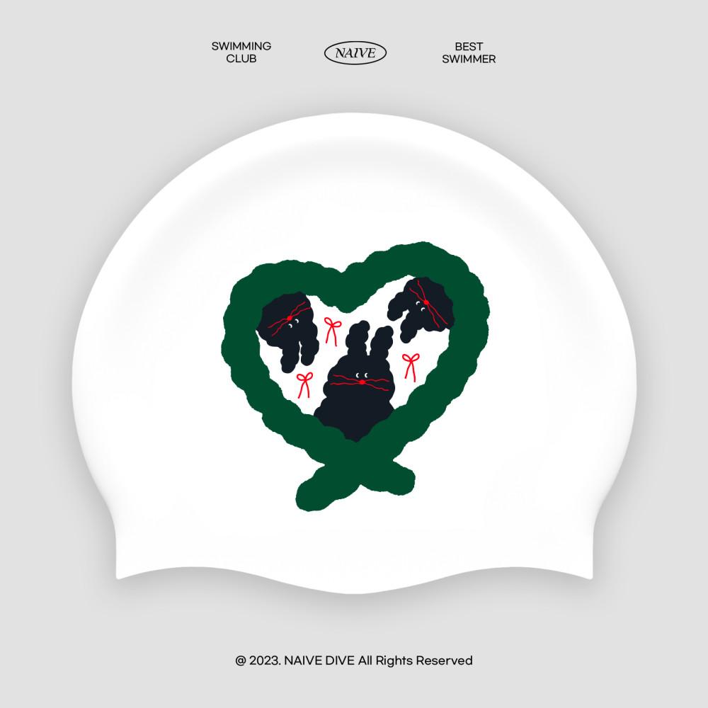 나이브다이브 숲 속 복실이 귀여운 토끼 수모 제작수모 실리콘 디자인 힙한 수영모자