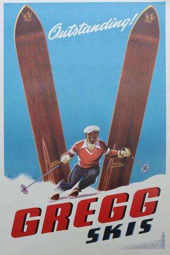 Vintage Original Greggs Skis Lithograph Poster, 1980