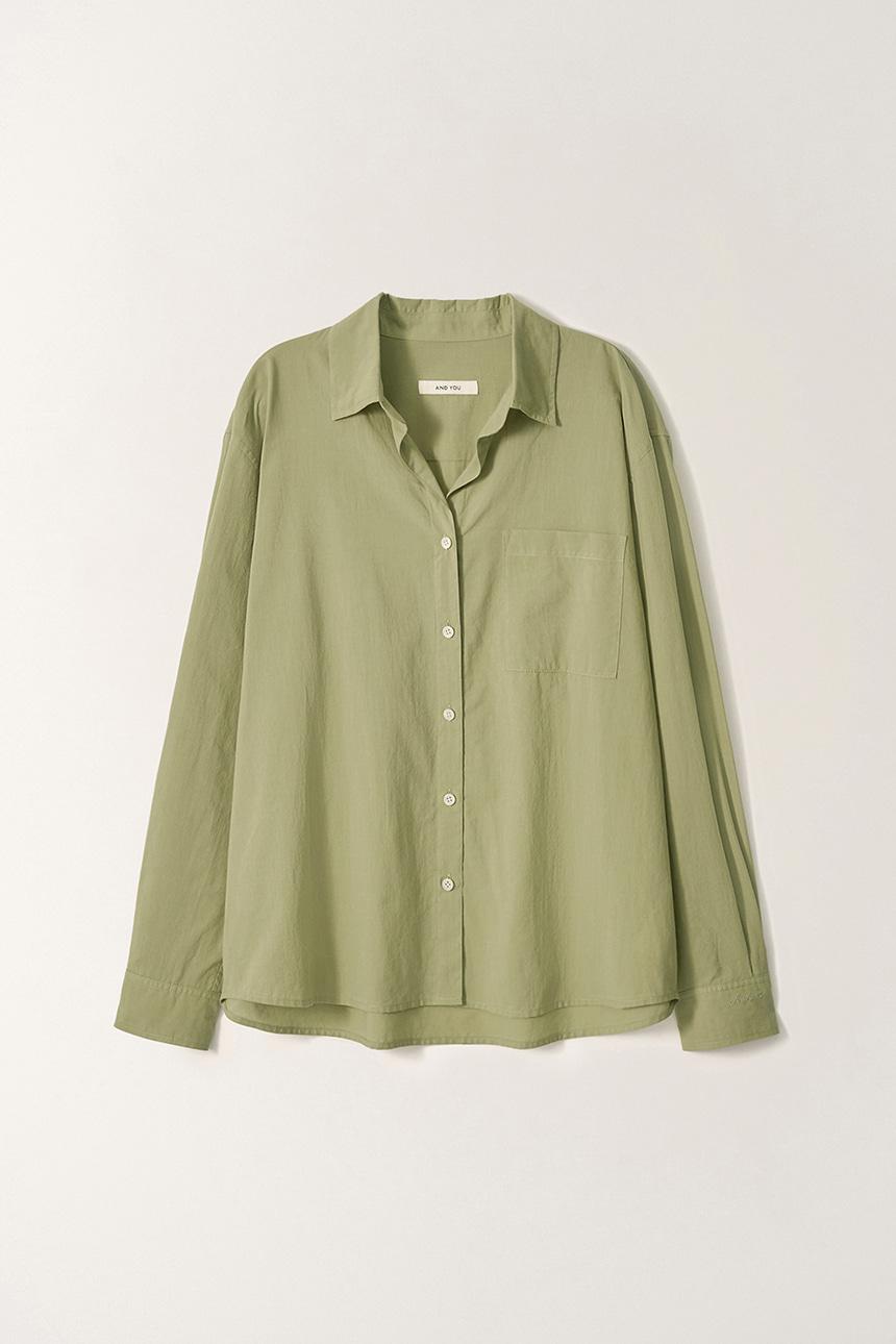 [5/4 예약배송][지나정 Pick]오픈 카라 셔츠 (Olive green)_2GSUBL09
