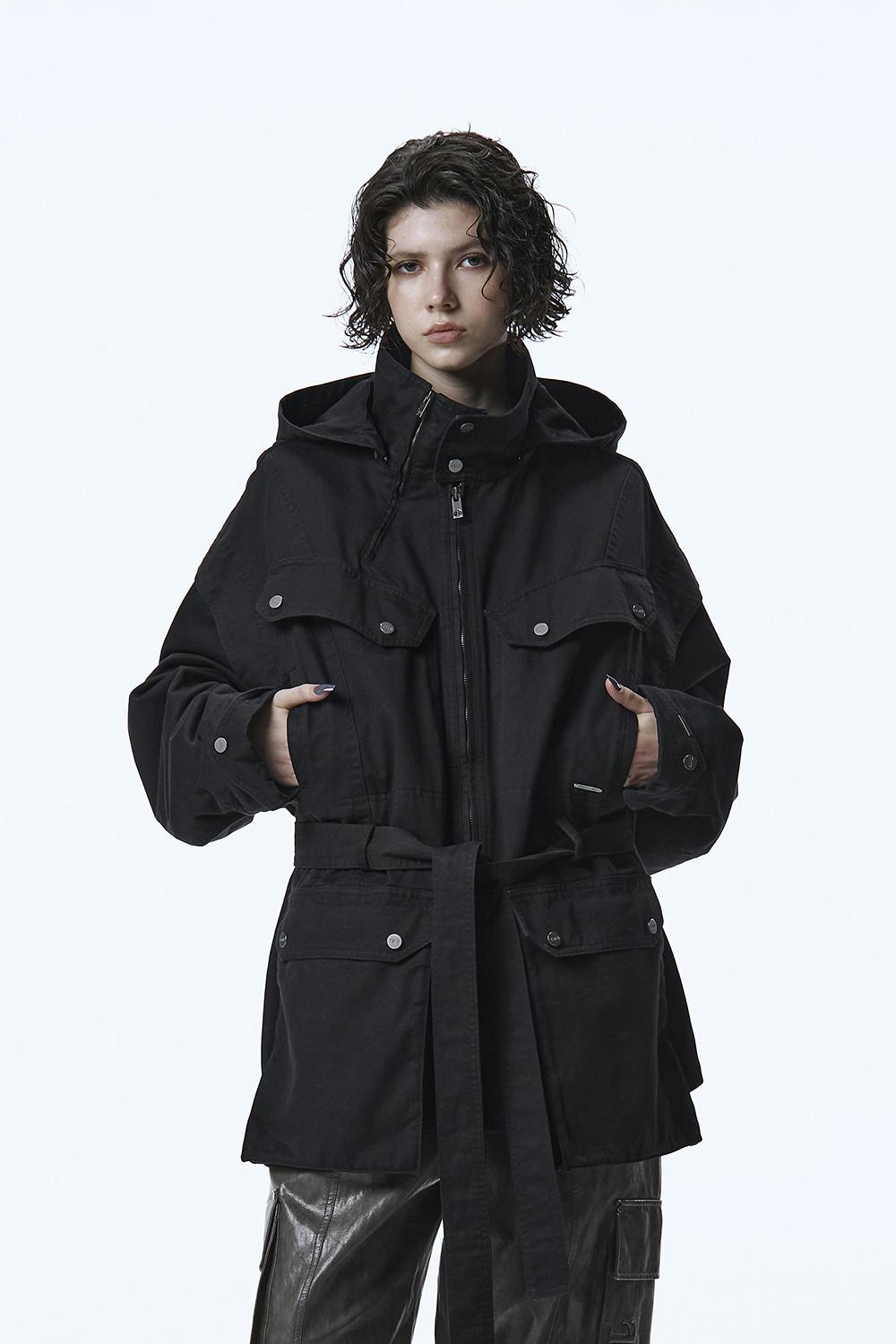 Belted Utility Field Jacket [ Black ]