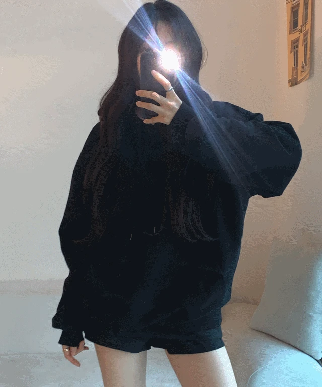 유니섹스 블랙 후드티