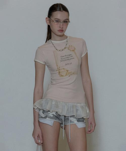 Rose Ringer Tee Peach Fuzz