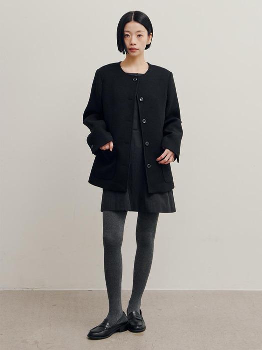 Kelly ROUND WOOL JACKET_BLACK