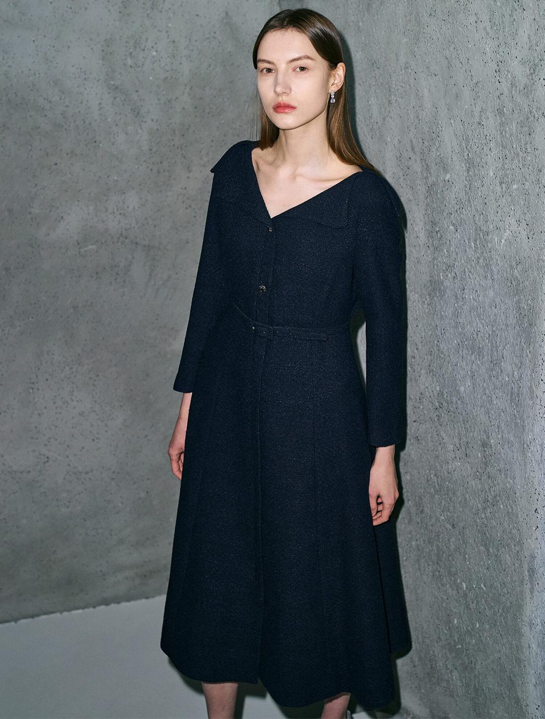 VICTORIA Tweed flared dress