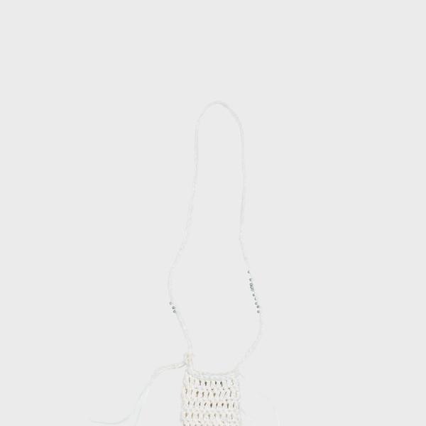 knitted phone bag in white