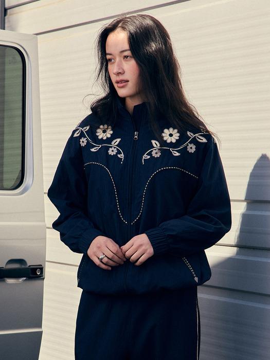 Embroidery Western Windbreaker Navy_F251JK06
