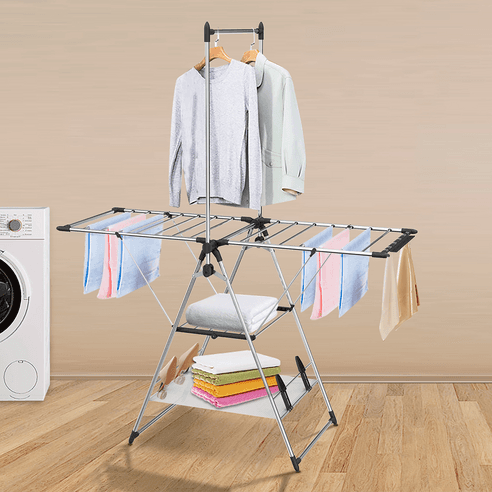 룸앤리빙 튼튼한 스텐 4단 대형 빨래건조대