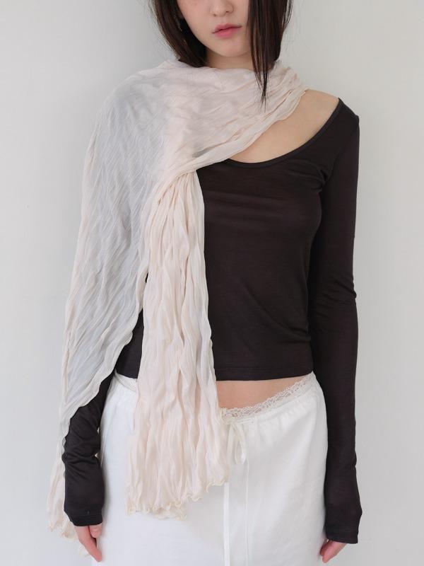 [wide] soft wrinkle long scarf - cream