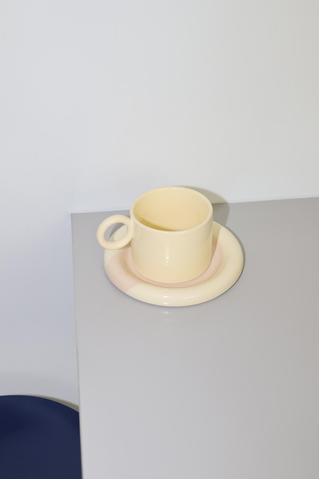 RING MUG(YELLOW)/RING PLATE (YELLOW/BEIGE) [SET]