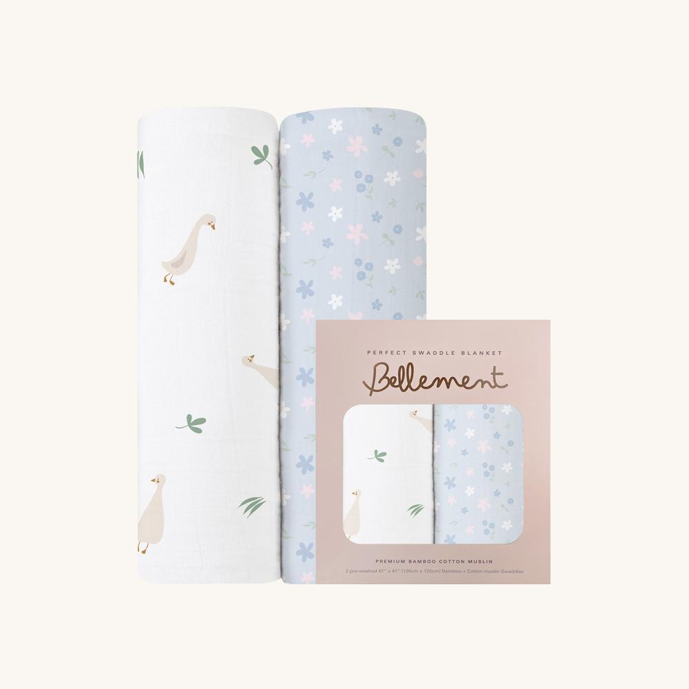 [임신/출산선물] 벨몽 뱀부코튼 신생아속싸개 스와들 아기블랭킷 출산선물2PK