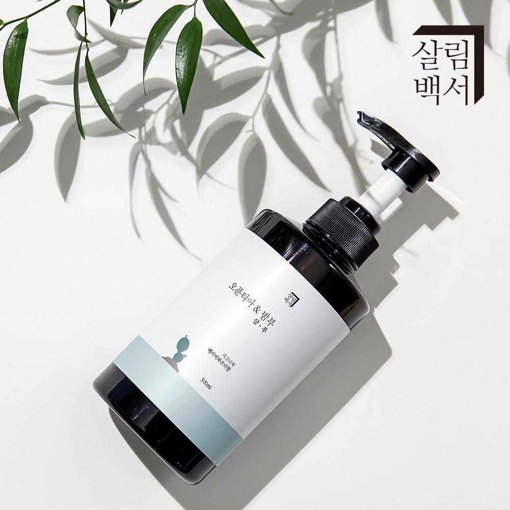 1+1 살림백서 천연 지수81% 샴푸 500ml 약산성 퍼퓸 비듬 향기좋은 사춘기 청소년 초등학생 지성 두피 정수리냄새 대용량 오푼티아 밤부 베이비파우더향