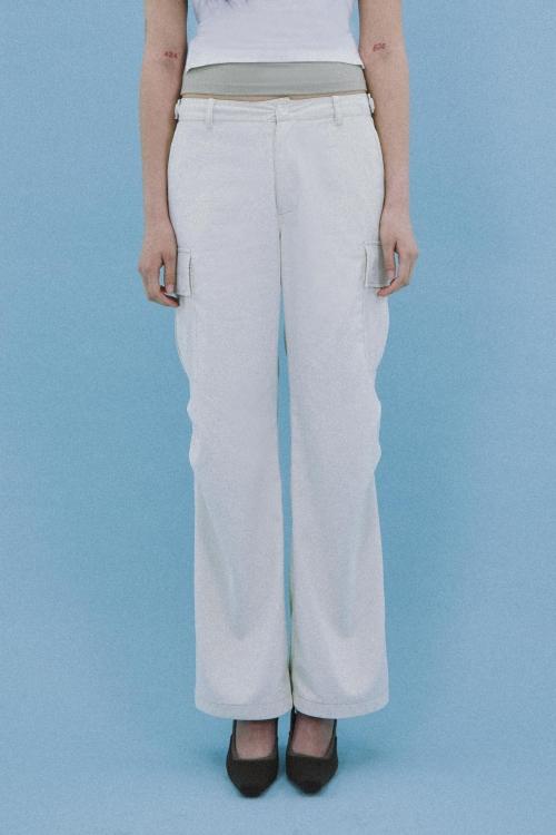 BUTTON TAP CARGO PANTS IVORY