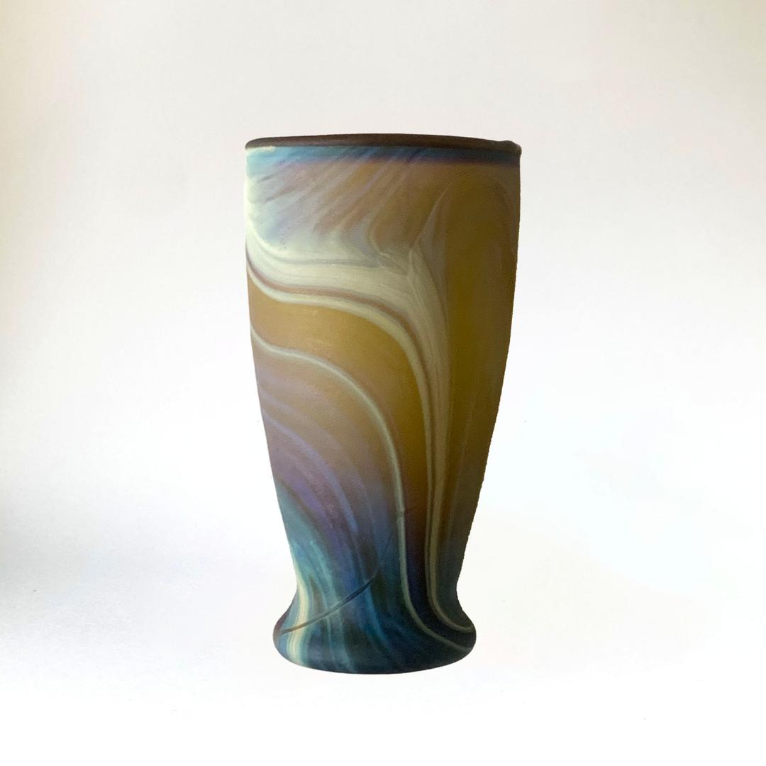 VTG Watercolor Art Glass Cup