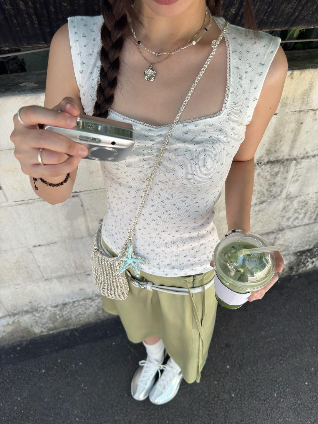 [prts made] 레이스 트리밍 스퀘어넥 슬림 핏 티셔츠 3colors