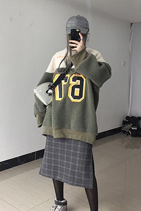 톤다운 그레이 밴딩 트임 롱 스커트