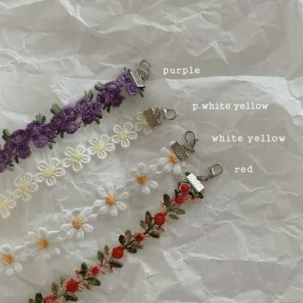 1+1 (4Color) 여신 플라워 초커 꽃 레이스 레이어드 목걸이