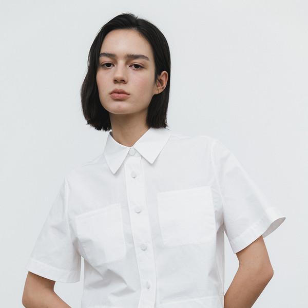 LIP POCKET HALF SHIRT (WHITE)