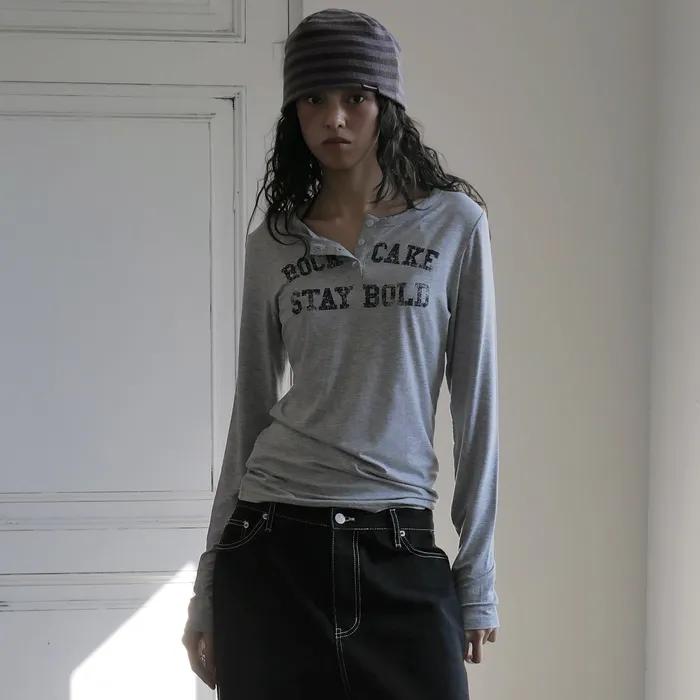 Classic Henly Neck Top - Gray