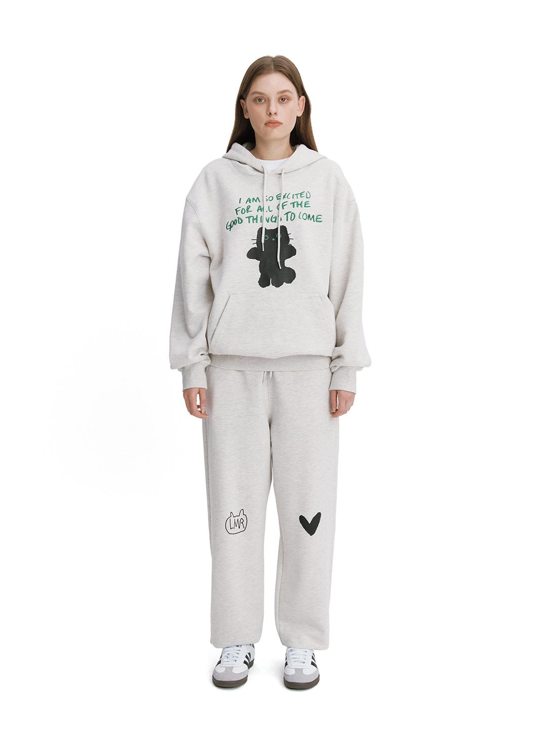 심볼 로고 하트 드로잉 스웻 조거팬츠 OATMEAL