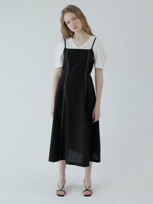 STITCH CAMISOLE DRESS / BLACK