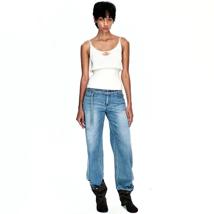 BELTED WIDE LEG JEANS_blue