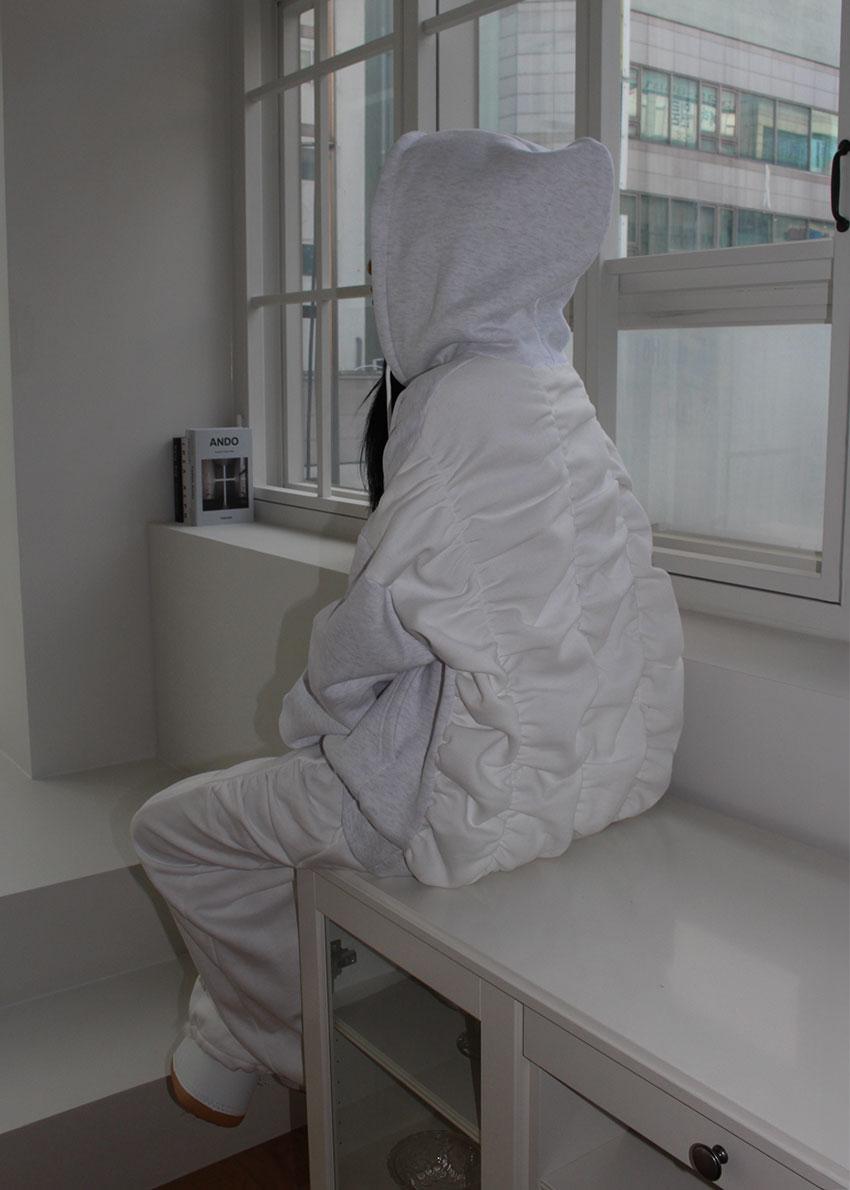 BACK SHIRRING HOOD (2color/기모)