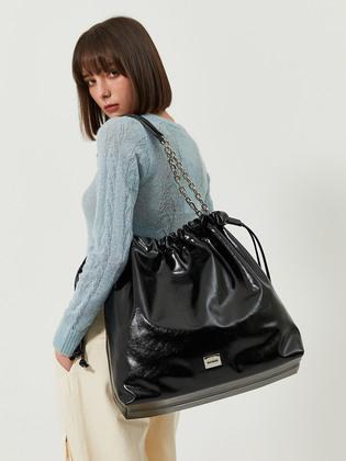 CH. TRAWSTRING BAG, BLACK
