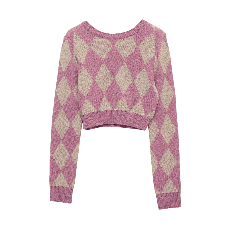 다이아체크 롱슬리브크롭니트