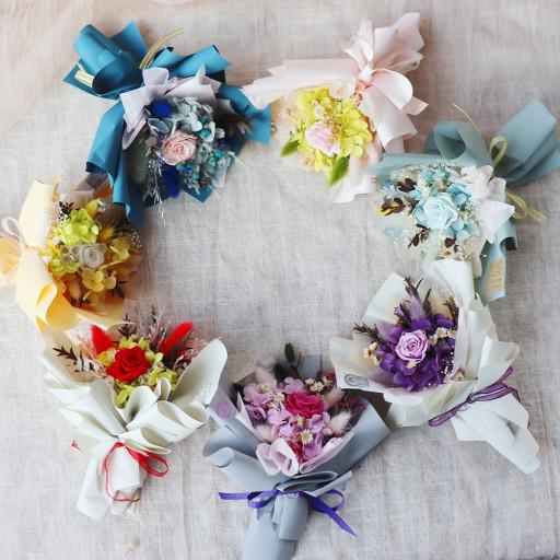 달콤한 컬러 꽃다발 프리저브드 드라이플라워