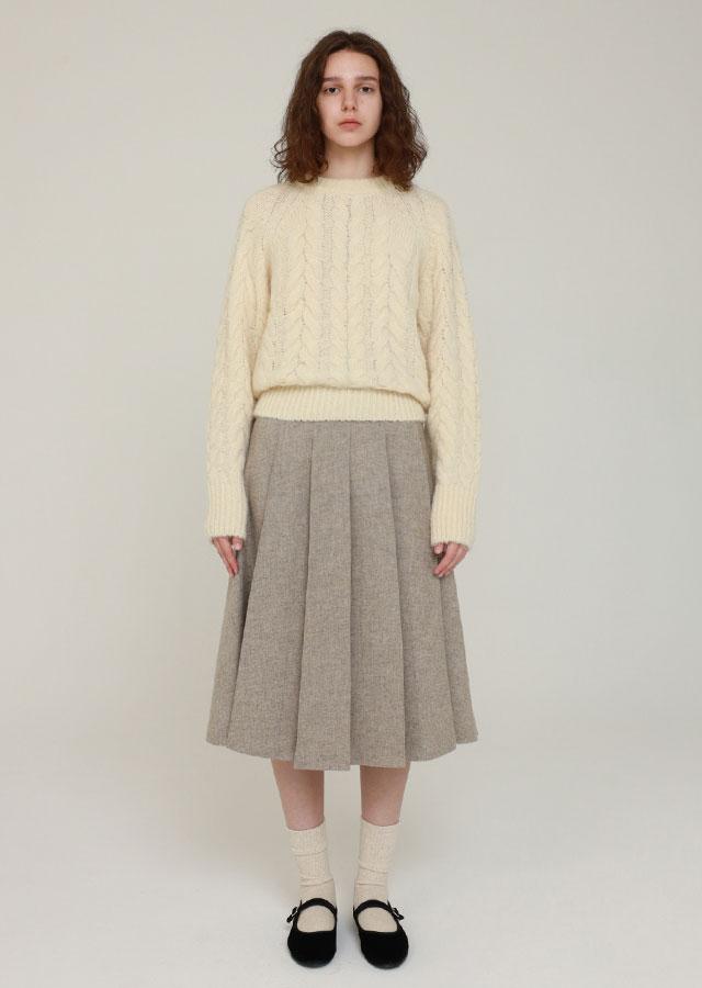 cable round knit TOP-cream