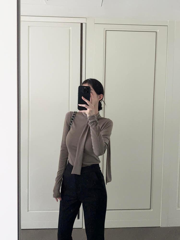 스카프 울 슬림 폴라 티셔츠 (5color)