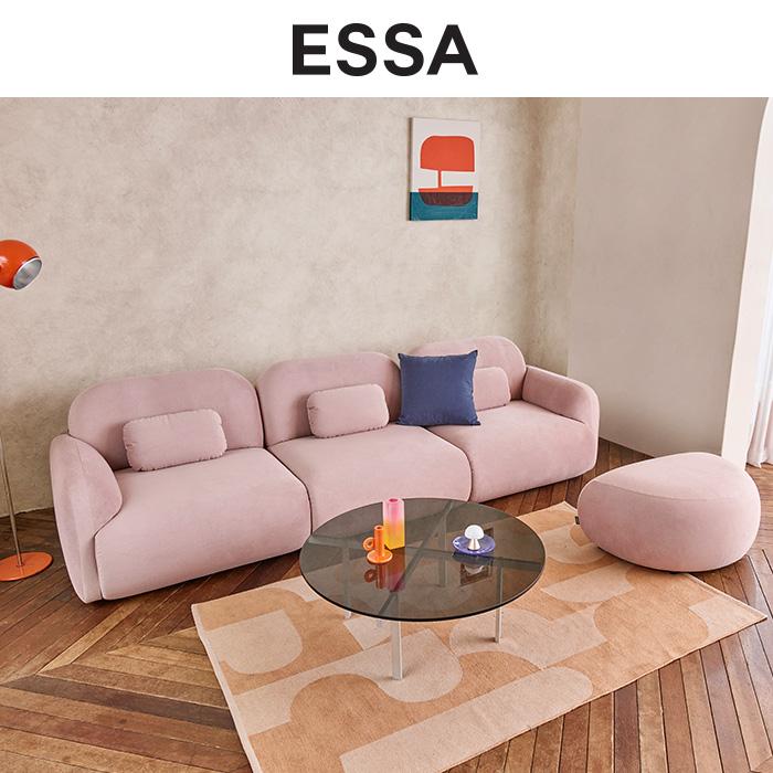 [에싸] 로꼬 3.5인 리브 패브릭 소파+스툴