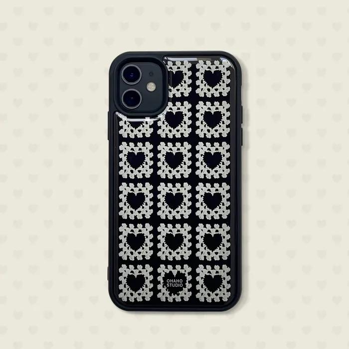 [+맥세이프]_Heart Crochet Phone case (에폭시/글라스/맥세이프글라스)