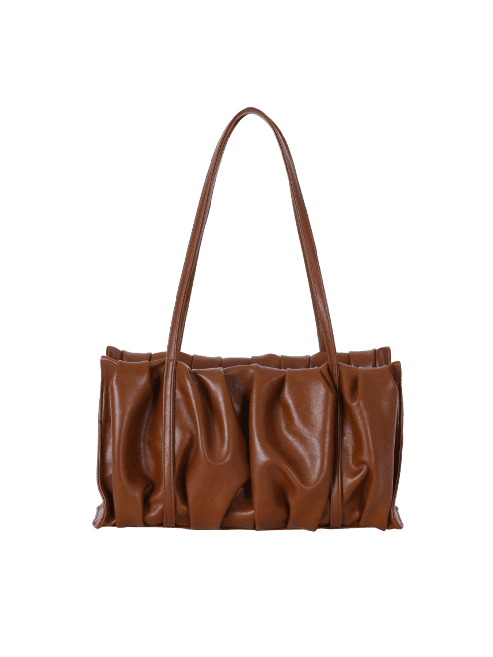 셔링 스퀘어 숄더 백 탄브라운