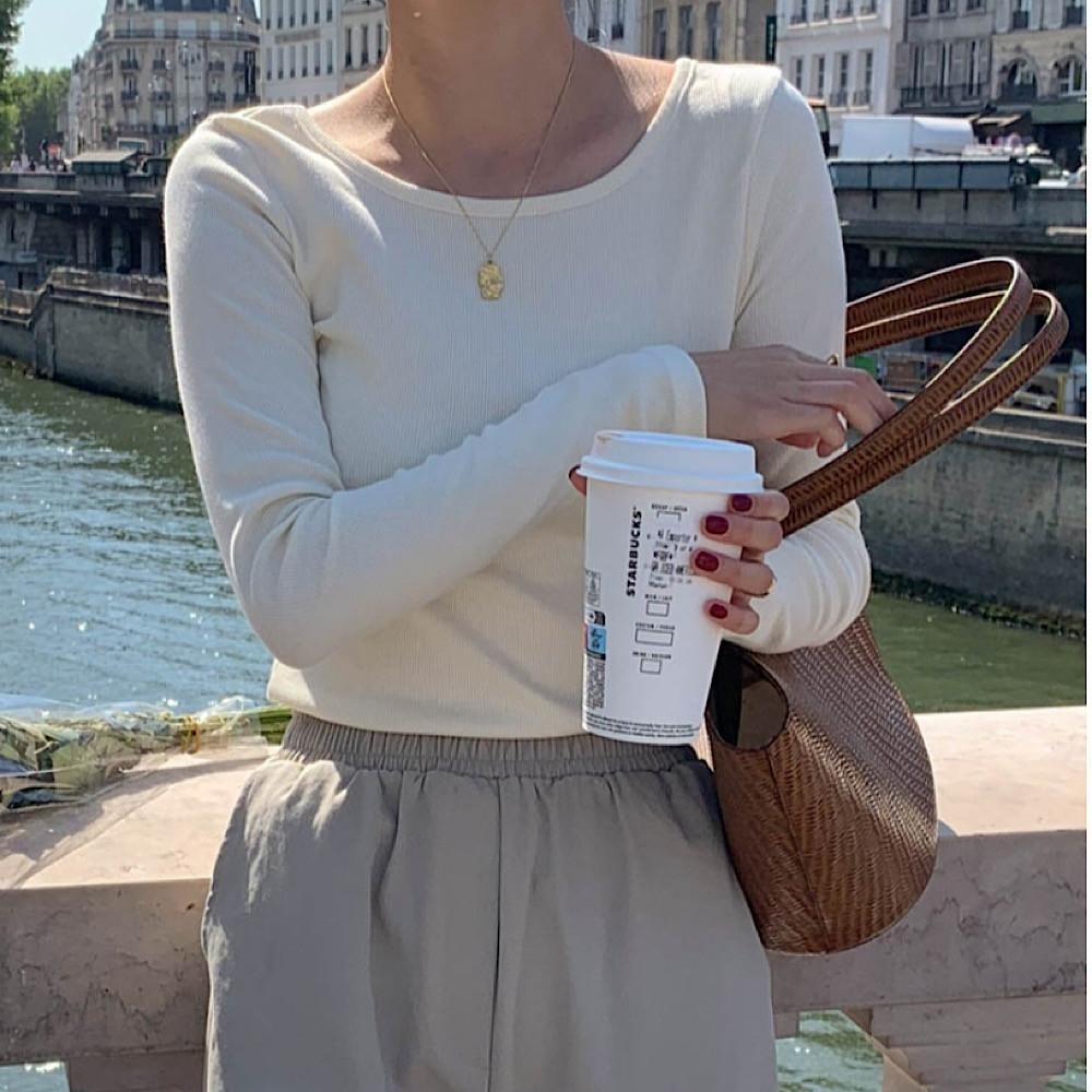 (Sale/당일) 아잉 치즈 긴팔 골지 티