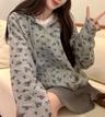 비블랑  [직진배송⚡ 따숩 후드집업💙  빈티지 유니크 박시핏 낙낙핏 퀄보장]오버핏 그레이 플로럴 후드집업